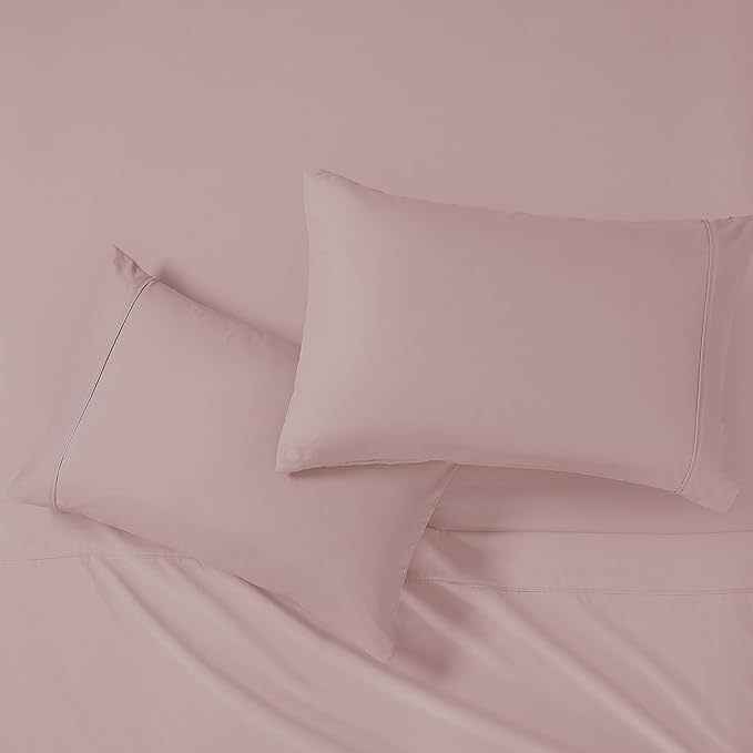 Modern Threads Soft Microfiber Solid Sheets - Luxurious Microfiber Bed Sheets - Includes Flat Sheet, Fitted Sheet with Deep Pockets, & Pillowcases Cameo Rose Full