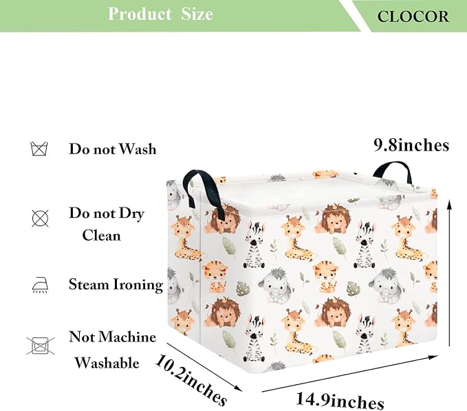CLOCOR Rectangular Storage Basket Empty,Gift Basket,Waterproof Storage Bin with Handles,Room Decor(Watercolor Animal) - Image 6