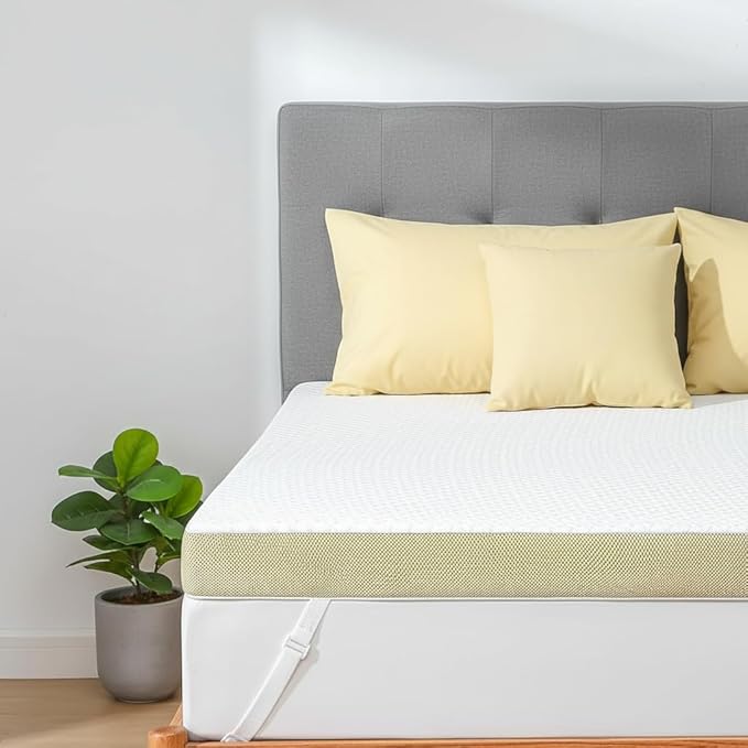 Marsail Queen Size Memory Foam Mattress Topper, 4 Inch Cooling Gel Infused with Soft Cover, CertiPUR-US and Oeko-TEX Certified, Sofa, RV, Camping