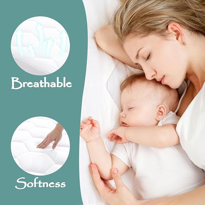 Softhour Waterproof Mattress Protector, 3D Air Fabric Bed Cover with Deep Pocket（Rayon Cotton Padding White - 2pack， Twin XL）