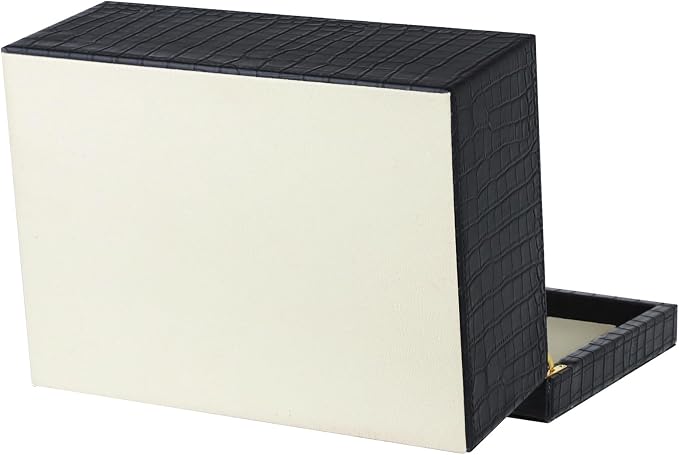 HofferRuffer Faux Leather Decorative Box, Large Wooden Structure Keepsake Box Accessory Organizer Jewelry Organizer with Hinged Lid, Storage Container for Home or Office (CrocoBlack) - Image 9