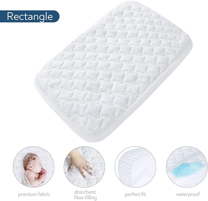 Baby Bassinet Mattress Pad Cover, Fits for Ingenuity Dream & Grow/Chicco LullaGo Anywhere/Dream On Me Poppy/Simmons Kids By The Bed Twin City Bassinet, Waterproof Bassinet Mattress Protector,15" x 31"