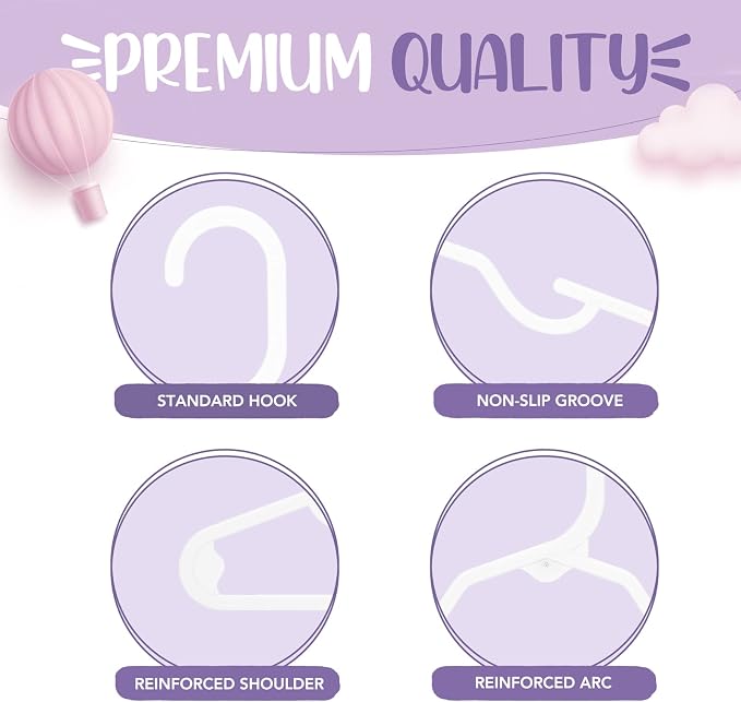 HOUSE DAY Plastic Baby Hangers for Closet 60 Pack, Durable Plastic Kids Hangers for Baby Clothes, Thin & Compact Childrens Hangers, Space Saving White Baby Hanger, Small Hanger for Kids Clothes - Image 6