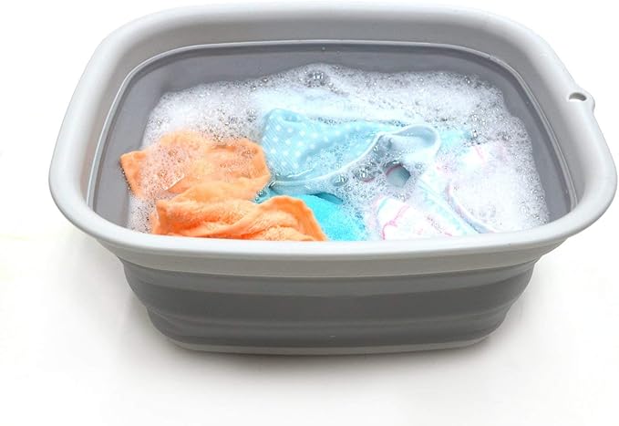 SAMMART 9.45L (2.5 Gallon) Collapsible Tub - Foldable Dish Tub - Portable Washing Basin - Space Saving Plastic Washtub (Grey, M) by SAMMART