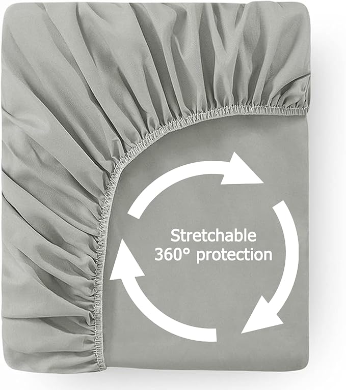 Twin Waterproof Mattress Protector - Noiseless, Breathable, Machine Washable Fitted Mattress Cover with Deep Pockets up to 5”-21”（Light Grey）