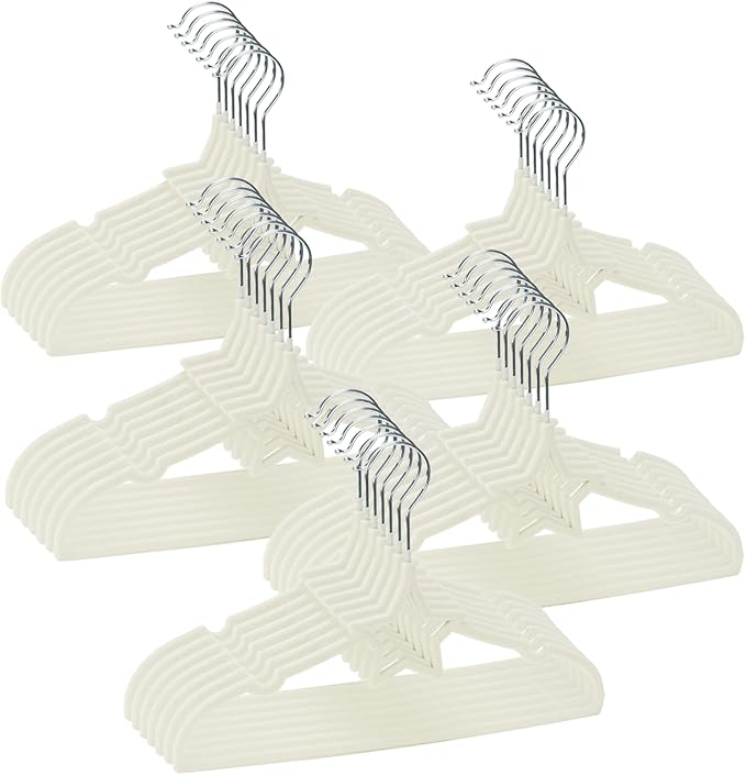 GoodtoU 50 Pack Velvet Baby Hangers, 12.8 Inch Non-Slip Toddler Clothes Hangers, for Infant Coats, Dresses & Pants, White - Star by GoodtoU