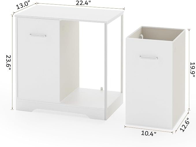 Double Pull-Out Laundry Hamper Cabinet; 90L Laundry Basket for Bathroom,Laundry Room; Laundry Sorter with 2 Pull-Out and Removable Bags - Image 7