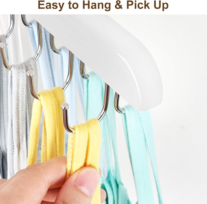 Resovo Bra Hanger for Closet, Tank Top Hanger 20 Hooks Capacity Foldable Wood Space Saving Hangers Closet Organizers and Storage for Dorm & Apartment for Tank Top, Bra, Scarf - Image 5