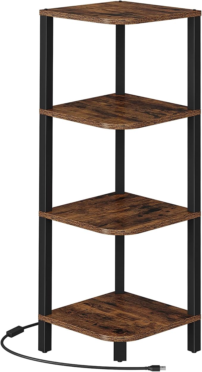 TUTOTAK Corner Shelf, 4-Tier Corner Bookshelf for Small Space, Narrow Display Corner Shelf Stand with Storage Rack, for Living Room, Bedroom, Rustic Brown BS08BB004L - Image 8
