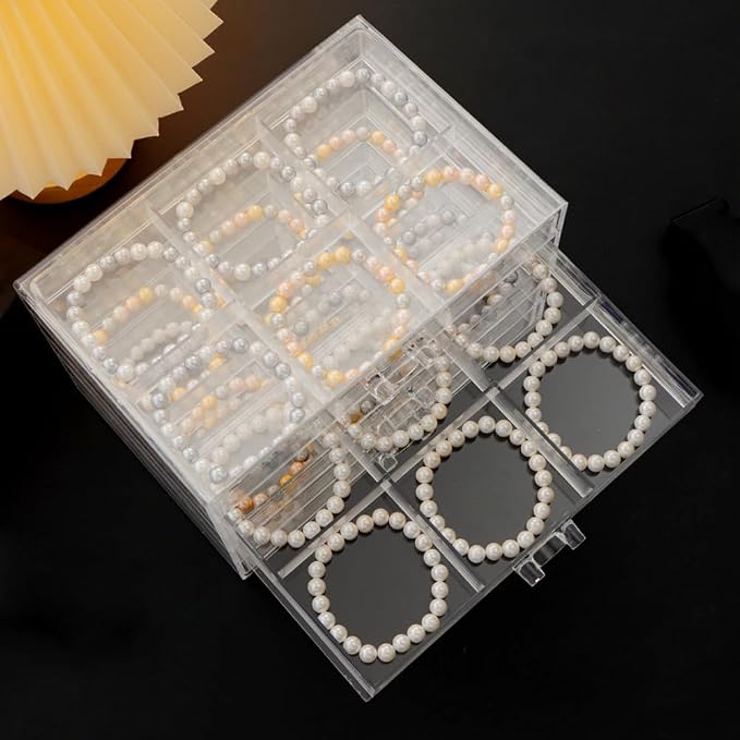 YUFONG Earring Storage Box Organizer 5 Drawers Jewelry Organizer Acrylic Jewelry Storage Box Holder Compartment Transparent Display Storage Case Gift for Women Girls (30 Girds) - Image 3