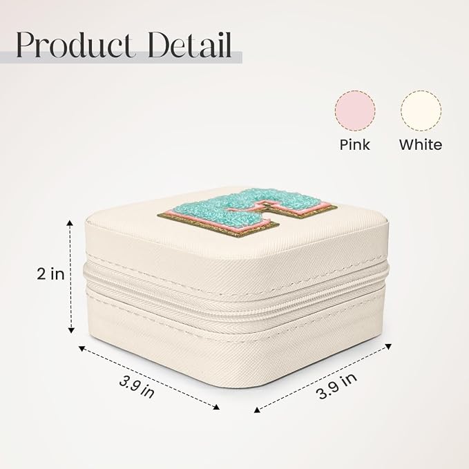 Personalized Jewelry Box, White Travel Jewelry Box with Initial E, Monogrammed Small Jewelry Case Organizer for Girls Teen Tween Kids Women, Mini Travel Essentials Gifts for Birthday Christmas - Image 2