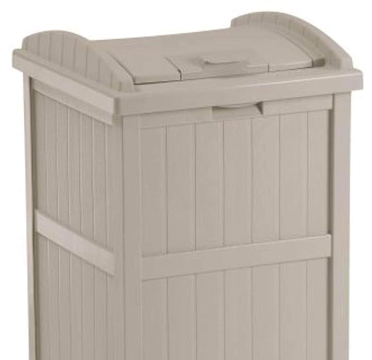 Suncast 30-33 Gallon Deck Patio Resin Garbage Trash Can Hideaway, Taupe (4 Pack) - Image 6