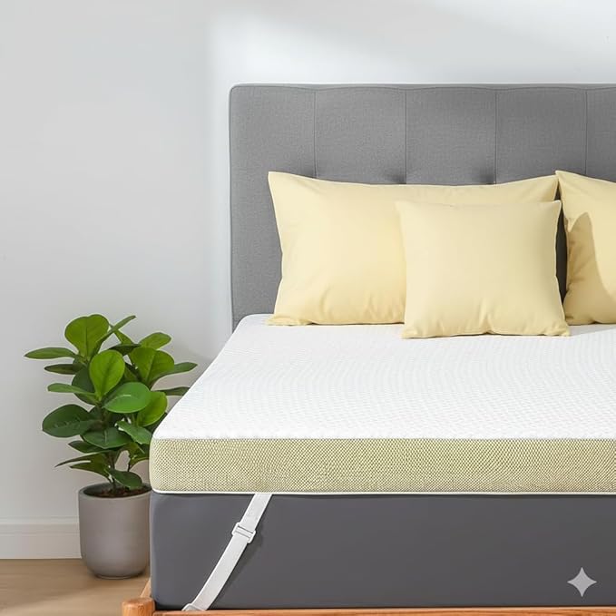 Marsail Queen Size Memory Foam Mattress Topper, 3 Inch Cooling Gel Infused with Soft Cover, CertiPUR-US and Oeko-TEX Certified, Sofa, RV, Camping