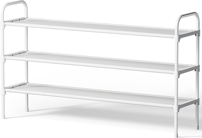 Kitsure Extra-Long Shoe Rack for Closet, Shoe Organizer for Front Door Entrance, Stackable Shoe Shelf, Detachable Closet Organizers and Storage, 39.0" Wide - 3 Tier, White by Kitsure