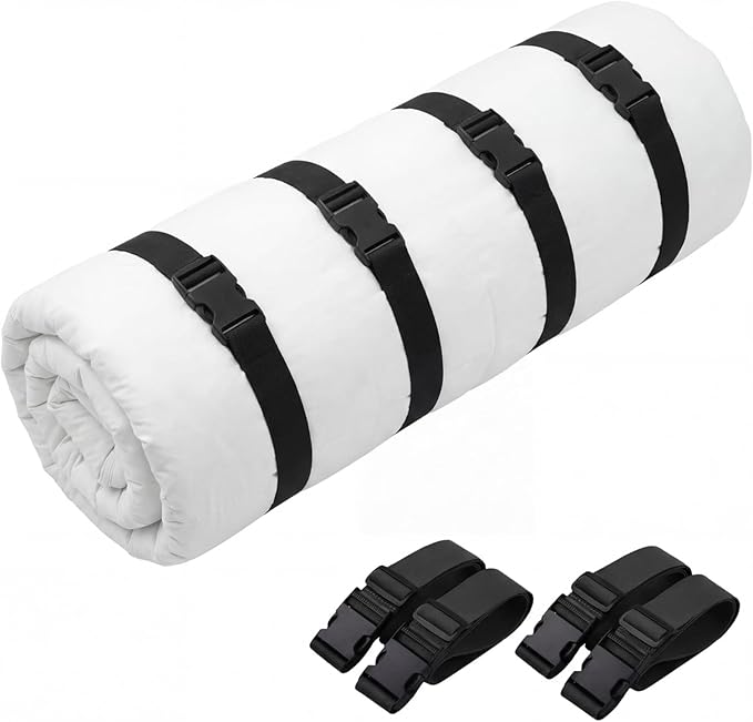 4 Pcs 100" x 2" Mattress Topper Straps Adjustable Memory Foam Packing Straps with Buckles for Home Mattress Moving or Storage, Dark Grey