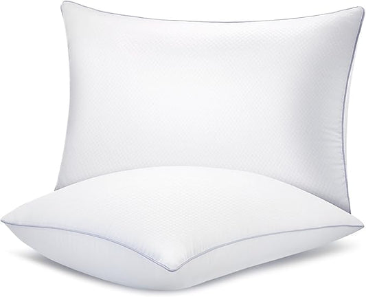 Piwaal Bed Pillows for Sleeping 2 Pack, Standard Size Pillows Set of 2,Down Alternative Filling, Pillow for Back, Stomach or Side Sleepers Grey