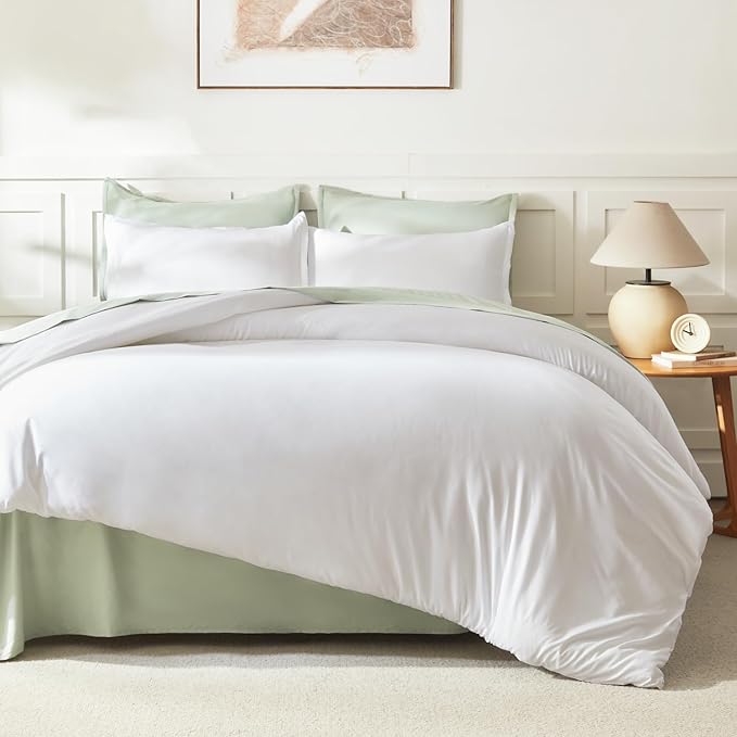 Litanika White Comforter Full Size Set, 3 Pieces Lightweight Solid Bedding Comforter Set, All Season Fluffy Bed Set