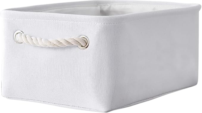 TheWarmHome Storage Basket for Gifts Empty - 11.8x7.8x5.2 inch 1 Pack Fabric Storage Cubes, Nursery Organizers and Storage for Closet Cloth Toy Book (White) by TheWarmHome