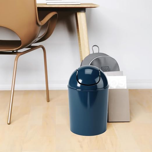 Umbra 1.25 Gallon Mini Waste Can with Removable Swing-Top Lid - Small Garbage Bin for Kitchen, Bathroom, Bedroom, Office - Compact Trash Can Fit Under Tables & Counters - Dark Blue - Image 6