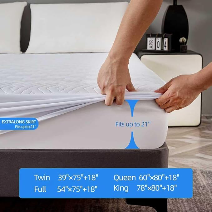 JOSOP Mattress Protector Twin Quilted 325GSM,100% Waterproof Twin Size Mattress Pad,Absorbent Fitted Sheet Up-20 Deep Pocket,Soft,Noiseless,Washable Mattress Cover for Home,Hotel,Bedroom