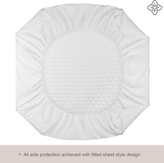 Bioweaves 100% Organic Cotton Mattress Pad Cover, GOTS Certified Cooling 300 GSM Quilted Fitted Mattress Topper & Protector with Soft Cotton Wadding - White, 20 Inch Deep Pocket, Twin