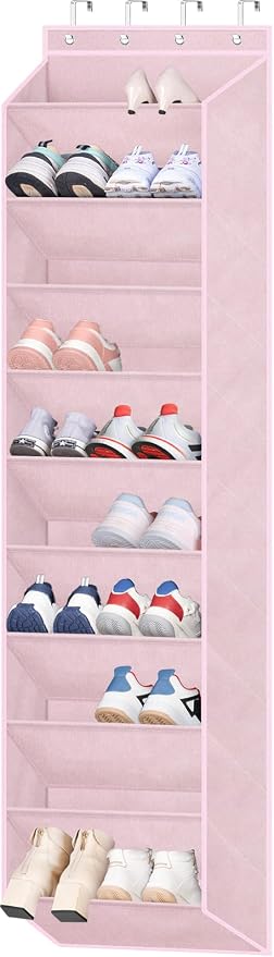 SLEEPING LAMB Over The Door Shoe Organizer for Closet, Kids Sneaker Storage for Hanging Shoe Rack for Door with Large Deep Pockets for Toddler, Girl, Baby Room Decor, Pink by SLEEPINGLAMB