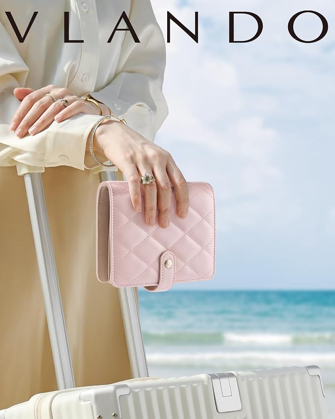 VLANDO Travel Jewelry Organizer Case,Travel Gifts for Women,Portable Jewelry Storage Book Ring Binder with Clear Zipper Velvet Jewelry Pouch Bag-Pink - Image 6