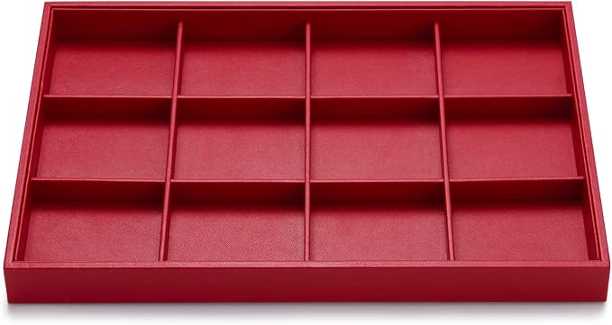 Oirlv Gorgeous Red Leather Jewelry Tray 12 Grid Jewelry Drawer Organizer Bracelet Earrings Watches Storage by Oirlv
