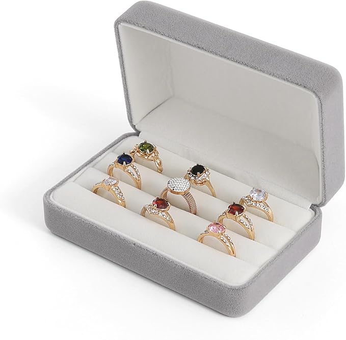 Small Ring Organizer Box. Ring Box for Multiple Rings, Travel Ring Jewelry Storage Case. Portable Ring Display Holder for Women (small grey) - Image 2