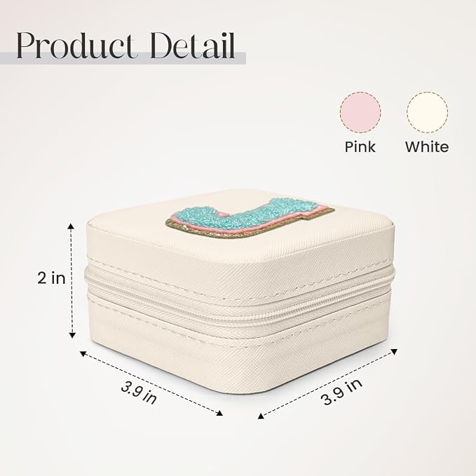 SANDJEST Personalized Jewelry Box, White Travel Jewelry Box with Initial J, Small Monogrammed Jewelry Case Organizer for Girls Women Teen Kids, Mini Travel Essentials Gifts for Birthday Christmas - Image 2