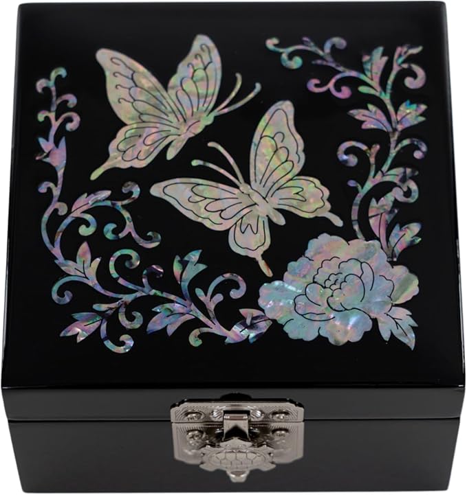 February Mountain Mother of Pearl Butterfly Small Jewelry Box - Gifts for Her Friendship, Birthday Gifts for Women, Mom, Wife, Girlfriend, Best Friend, BFF by FebruaryMountain