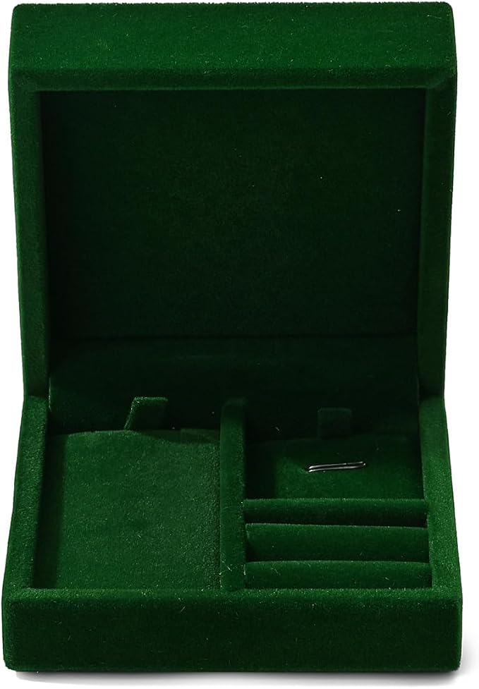 3 in 1 Velvet Jewelry Set Gift Box Earring Gift Box Ring Necklace Boxes Small Jewelry Storage Boxes for Travel Birthday Mother's Day Valentine's Day Gifts (Dark Green) - Image 6