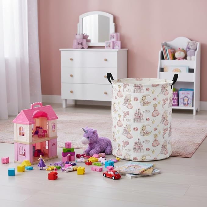 Baby Laundry Hamper kids laundry Basket Waterproof Laundry Bag for Bedroom Toy Clothes Organizer Room Décor(Castle) - Image 3