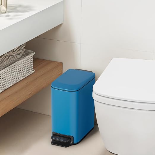 Cesun Small Bathroom Trash Can with Lid Soft Close, Step Pedal, 6 Liter / 1.6 Gallon Stainless Steel Garbage Can with Removable Inner Bucket, Anti-Fingerprint Finish (Blue) - Image 2
