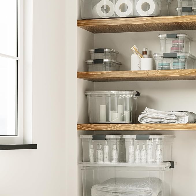 Superio Clear Storage Boxes with Lids, 49 Quart Plastic Container Bins for Organizing, Stackable Crates, BPA Free, Non Toxic, Odor Free, Organizers for Home, Office and Dorm, 3 Pack