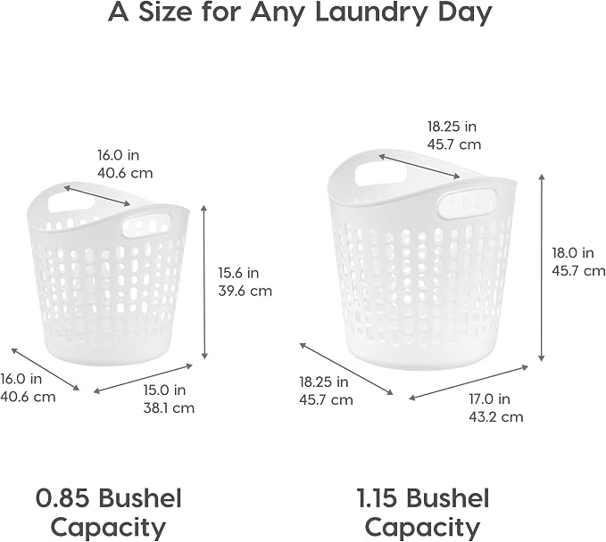 IRIS USA Plastic Laundry Basket, 27L - 3 Pack, Flexible Clothes Hamper with Ventilation Holes, Laundry Room Bedroom Bathroom Apartment Dorm Blankets Pillows Trinkets Organization, White - Image 2