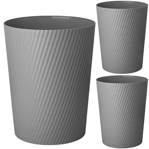 UUJOLY Small Trash Can Wastebasket Garbage Can Container Bins for Bathrooms, Laundry Room, Kitchens, Offices, Kids Rooms, Dorms (Dark Grey, 3 Pack) by UUJOLY
