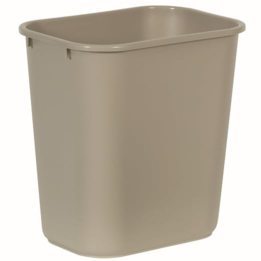 Rubbermaid Commercial Products Resin Wastebasket/Trash Can, 7-Gallon/28-Quart, Beige, Plastic, for Bedroom/Bathroom/Office, Fits Under Desk/Sink by RubbermaidCommercialProducts