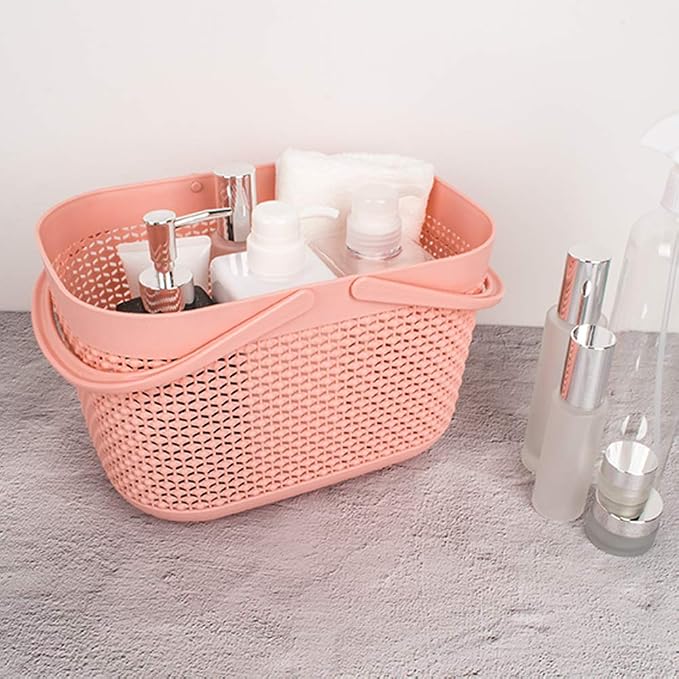 UUJOLY Plastic Organizer Storage Baskets with Handles, Shower Caddy Bins Organizer for Bathroom and kitchen (Pink) - Image 6