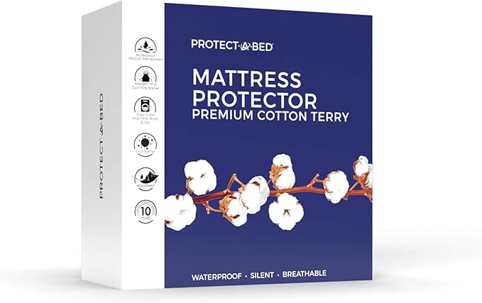 Protect-A-Bed Premium Waterproof California King Mattress Protector, White