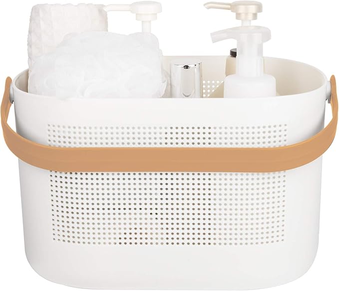 UUJOLY Plastic Storage Baskets with Handles, Shower Caddy Shelf Organizers Basket for Bathroom, Kitchen, Dorm Room, Yellow by UUJOLY