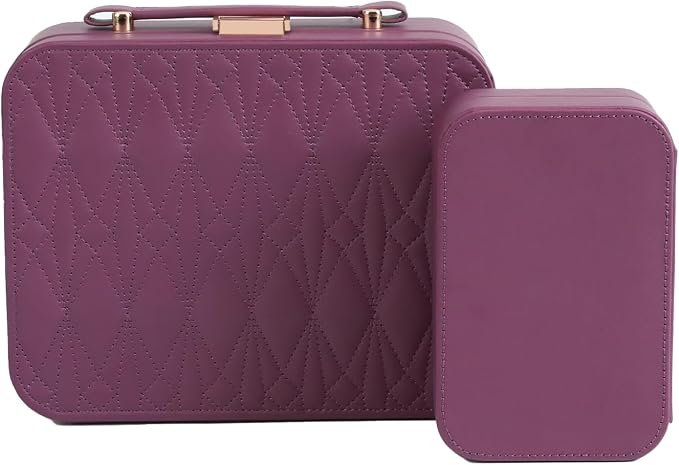 Jewelry Box for Women, Travel Jewelry Organizer Ladies Watch and Jewelry Case Travel Jewelry Case for Necklaces. (Burgundy Red) by HOME