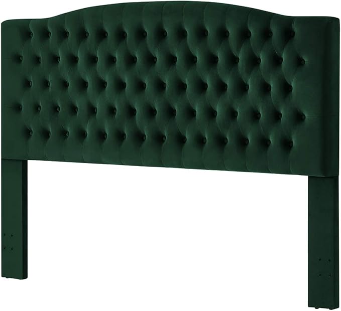 24KF Upholstered Tufted Button Velvet Headboard,Comfortable Fashional Headboard King/CA King Size,Jade