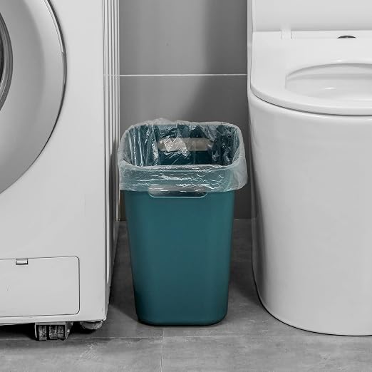UUJOLY Plastic Small Trash Can Wastebasket, Garbage Container Basket for Bathrooms, Laundry Room, Kitchens, Offices, Kids Rooms, Dorms, 3.5 Gallon, Bluish Green, 3 Pack - Image 3