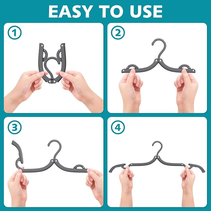 30 Pcs Travel Hangers Portable Foldable Travel Hanger Organizer, Plastic Cruise Essentials Clothes Drying Rack Folding Hangers for Camping Flying RV Europe Vacation Essentials Suitcase, Dark Grey - Image 5