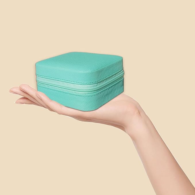Small Travel Jewelry Box, Portable Mini Jewelry Leather Box Jewelry Ring Organizer Case Storage Holder Gift Boxes for Girls Women, Blue - Image 6