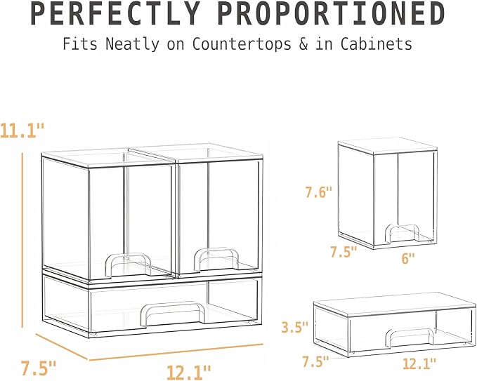 Baby Bottle Organizer, Large Capacity Stackable Acrylic Storage with Non-Slip Pads, for Baby Bottles, Pump Parts, Kitchen Countertop, Pantry, Vanity, 3-Piece - Image 2