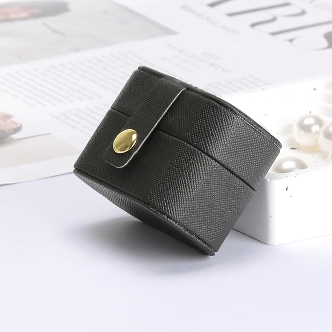 KUKUVR Small Travel Jewelry Box For Ring Stud Earring, Mini Jewelry Ring Holder for Multiple Rings, Portable Jewelry Storage Organizer Case (Black) - Image 6