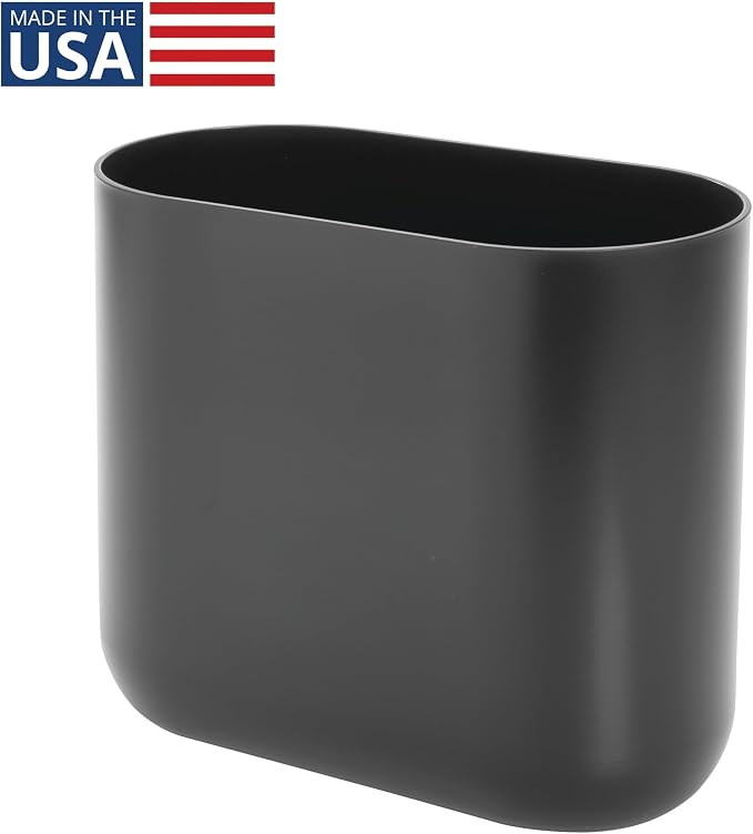 iDesign Small Slim Plastic Bathroom Trash Can, Garbage Can for Bedroom, Office, Desk, Dorm, Gray - Image 2