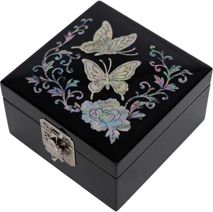 February Mountain Mother of Pearl Butterfly Small Jewelry Box - Gifts for Her Friendship, Birthday Gifts for Women, Mom, Wife, Girlfriend, Best Friend, BFF - Image 2